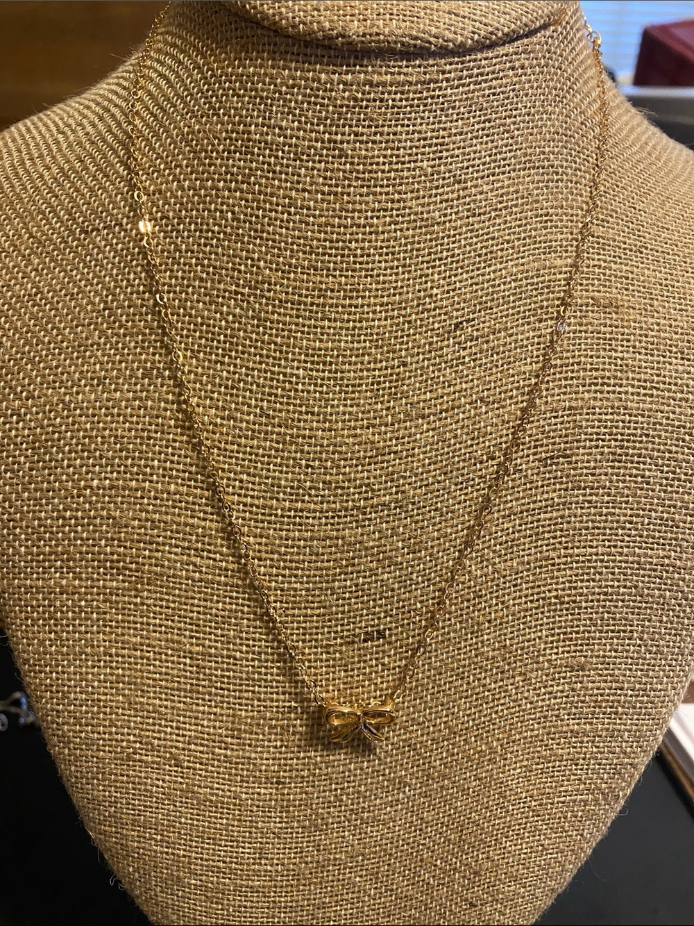 Gold Bow Pendant Necklace - Women Jewelry